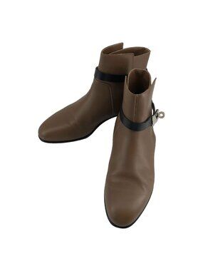Hermes Neo Kelly Ankle Short Boots Brown Silver 36.5